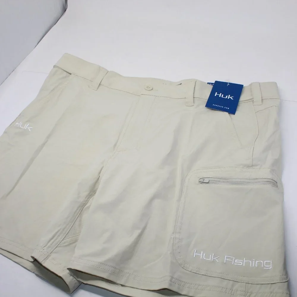 HUK Next Level Performance NWT Men's 2XL XXL Khaki Fishing Shorts w/7" inseam - Picture 2 of 9